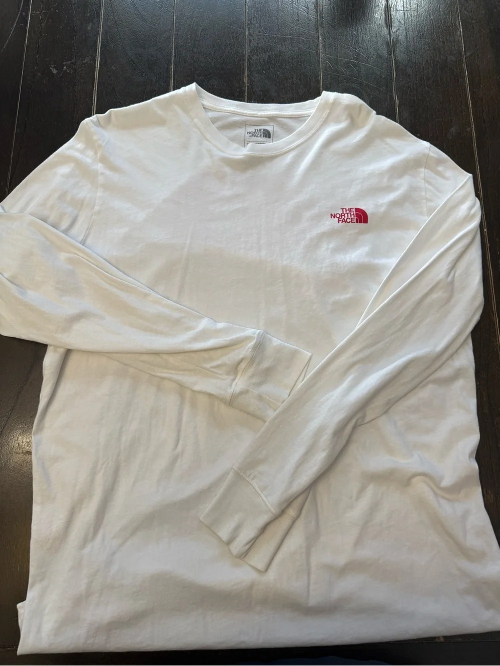 The North Face White Long Sleeve Tee with Red Logo Size XL